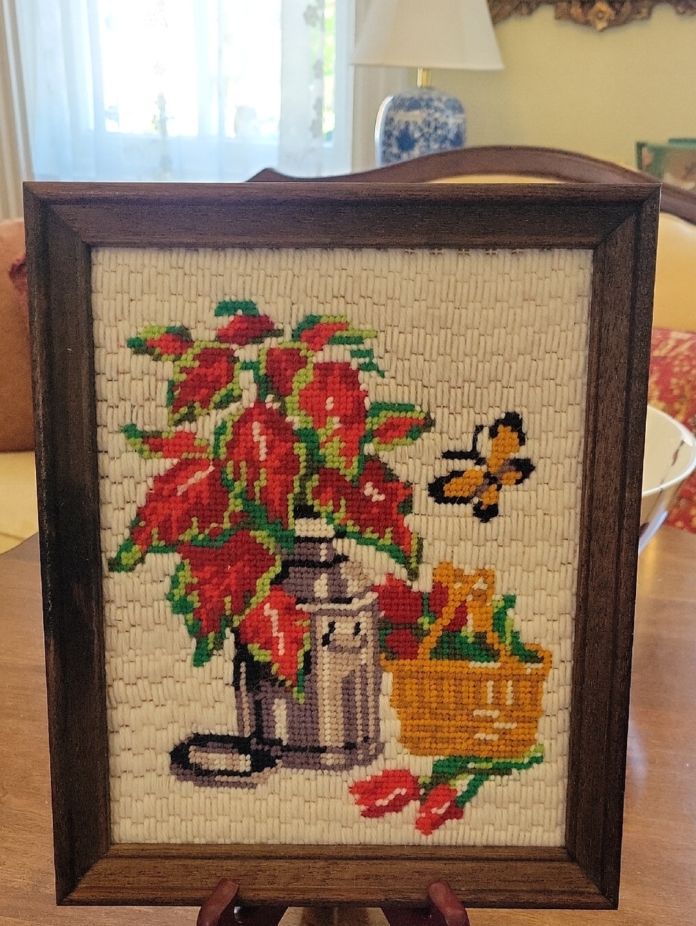 Vintage Handmade Crewel Picture